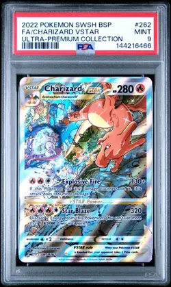 2022 Pokemon SWSH Black Star Promo Full Art Charizard VSTAR Ultra Prem 262 PSA 9 - Image 1