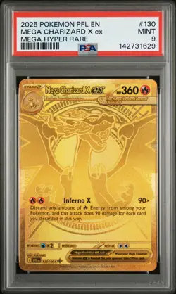 2025 POKEMON PHANTASMAL FLAMES MEGA HYPER RARE #130 MEGA CHARIZARD X EX PSA 9 - Image 1