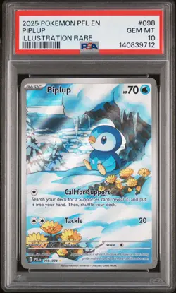 2025 POKEMON PFL EN-PHANTASMAL FLAMES ILLUSTRATION RARE #098 PIPLUP PSA 10 - Image 1