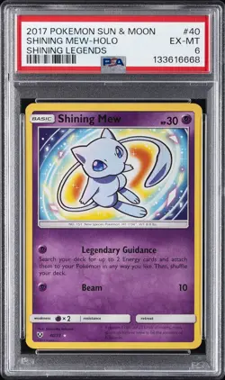 2017 POKEMON SUN & MOON SHINING LEGENDS #40 SHINING MEW-HOLO PSA 6 - Image 1