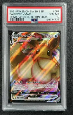 EEVEE VMAX PSA 10 2021 POKEMON SWSH BSP #SWSH087 FA SHINING FATES ETB 4533 - Image 1