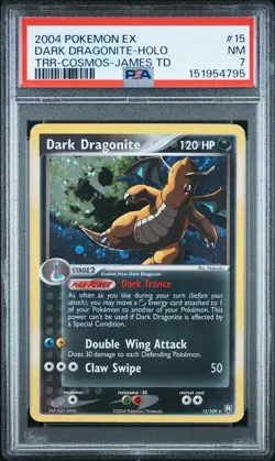 2004 POKEMON EX TEAM ROCKET RETURNS #15 DARK DRAGONITE-HOLO PSA 7 - Image 1