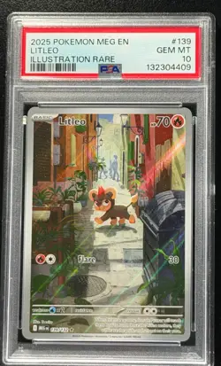 2025 Pokemon MEG EN Litleo #139 Illustration Rare PSA 10 GEM MT Full Art - Image 1