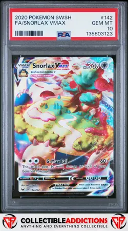 2020 Pokemon Sword & Shield #142 Snorlax Vmax PSA 10 Gem Mint - Image 1
