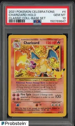 2021 Pokemon Celebrations Classic Base Set #4 Charizard Holo PSA 10 GEM MINT - Image 1
