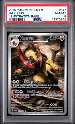2025 POKEMON BLK EN-BLACK BOLT ILLUSTRATION RARE #147 HAXORUS PSA 8 - Image 1