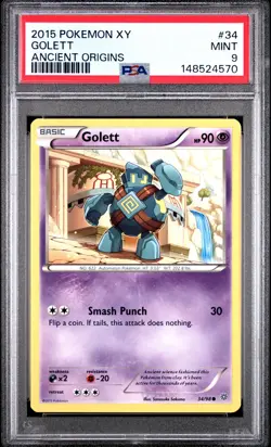 2015 POKEMON XY ANCIENT ORIGINS #34 GOLETT PSA 9 - Image 1