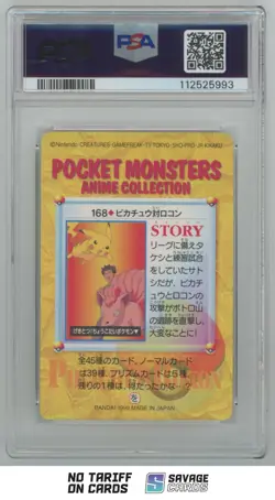 1999 Pokemon Japanese Bandai Carddass Vending Ser.5 Pikachu vs Vulpix PSA #168 - Image 2
