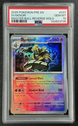 DUSKNOIR PSA 10 2025 POKEMON PRE EN #037/131 REVERSE HOLO MASTER BALL 3736 - Image 1