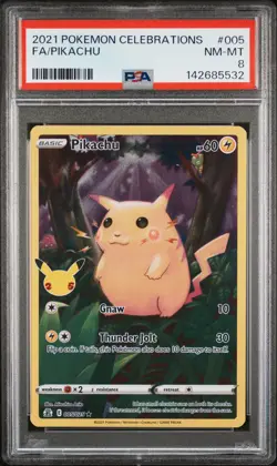 2021 POKEMON CELEBRATIONS #005 FULL ART/PIKACHU PSA 8 - Image 1