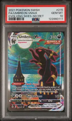 2021 POKEMON SWORD & SHIELD EVOLVING SKIES SECRET FULL ART/UMBREON VMAX PSA 10 - Image 1
