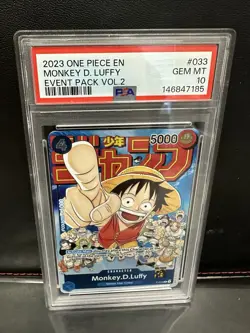 2023 One Piece Promos Event Pack Vol.2 #033 Monkey D Luffy PSA 10 - Image 1