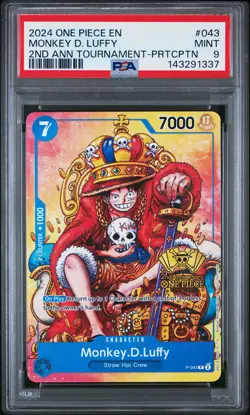 2024 ONE PIECE PROMOS 2ND ANV TOURNAMENT-PARTICIPATION MONKEY D. LUFFY PSA 9 - Image 1