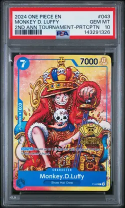 2024 ONE PIECE PROMOS 2ND ANV TOURNAMENT-PARTICIPATION MONKEY D. LUFFY PSA 10 - Image 1