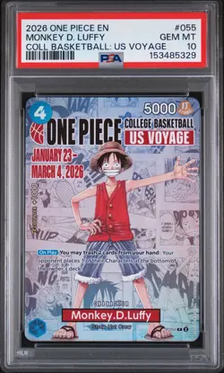 2026 ONE PIECE PROMOS COLLEGE BASKETBALL: US VOYAGE MONKEY D. LUFFY PSA 10 - Image 1