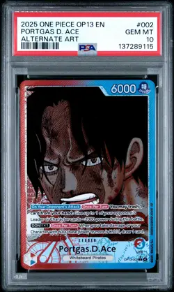 2025 ONE PIECE OP13-CARRYING ON HIS WILL ALTERNATE ART PORTGAS D. ACE PSA 10 - Image 1