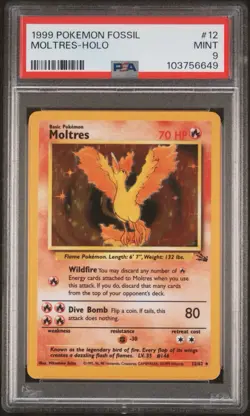 Pokemon - Fossil Set – Moltres Holo - 1999 - 12/62 - PSA 9 – Mint - Image 1