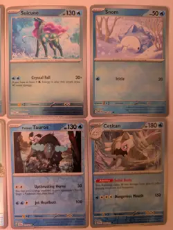 Pokemon TCG Reverse Holo 6-Card Lot Suicune Snom Paldean Tauros Cetitan - Image 3