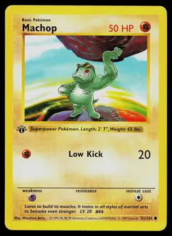Pokemon Card - Machop Base Set Shadowless 52/102 1st Edition Common - Image 1