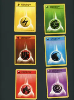 Pokemon Base Set SHADOWLESS Energy Cards #97-102 - 6 Card Lot - NM - Image 1