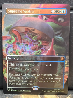 Supreme Verdict 134 PROMO BORDERLESS FOIL TMNT Pizza Box Commander MTG NM Card - Image 1