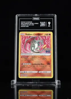 Pokemon TCG Pokemon GO 011/078 RADIANT CHARIZARD TAG Graded 9 MINT - Image 1