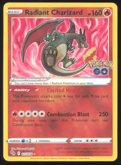Radiant Charizard 011/078 Pokemon GO Radiant Rare Pokemon NM - Image 1