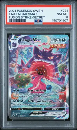 2021 POKEMON SWORD & SHIELD FUSION STRIKE SECRET #271 FULL ART/GENGAR VMAX PSA 8 - Image 1