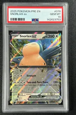 SNORLAX EX PSA 10 2025 POKEMON PRISMATIC EVOLUTIONS #076/131 PRE EN 3753 - Image 1
