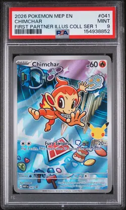 2026 POKEMON PROMO FIRST PARTNER ILLUSTRATION COLLECTION #041 CHIMCHAR PSA 9 - Image 1