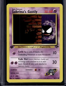 2000 Pokemon Gym Challenge 1st Edition Sabrina's Gastly #96/132 - Image 1