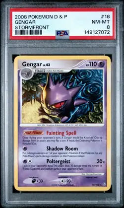 2008 Pokemon Gengar #18 Diamond & Pearl Stormfront Near Mint PSA 8 - Image 1