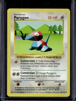 1999 Pokemon Shadowless Porygon #39/102 - Image 1