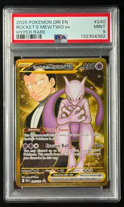 2025 Pokemon Destined Rivals Team Rocket’s Mewtwo ex #240 Hyper Rare PSA 9 Mint - Image 1