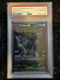 2025 POKEMON BLK EN-BLACK BOLT BLACK WHITE RARE #172 ZEKROM EX PSA 10 - Image 1