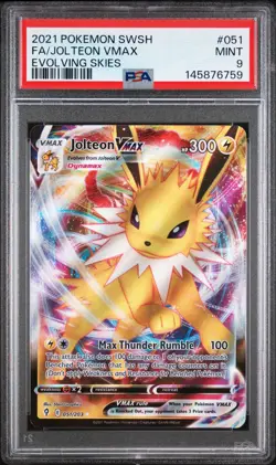 2021 POKEMON SWORD & SHIELD EVOLVING SKIES PSA 9 FA/JOLTEON VMAX EVOLVING SKIES - Image 1