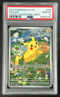 PIKACHU PSA 10 2024 POKEMON SVP EN BSP #088 PALDEA ADVENTURE CHEST 1751 - Image 1