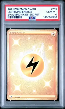 2021 POKEMON SWORD & SHIELD EVOLVING SKIES SECRET #235 LIGHTNING ENERGY PSA 10 - Image 1