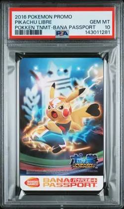 2016 POKEMON PROMO POKKEN TOURNAMENT BANA PASSPORT PIKACHU LIBRE PSA 10 - Image 1