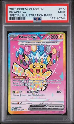 2026 POKEMON ASC EN-ASCENDED HEROES SPECIAL ILLUSTRATION RARE PIKACHU EX PSA 9 - Image 1