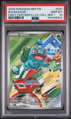 2026 POKEMON PROMO FIRST PARTNER ILLUSTRATION COLLECTION #037 BULBASAUR PSA 10 - Image 1