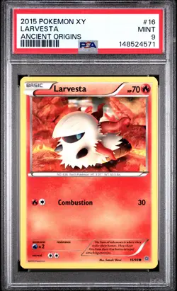 2015 POKEMON XY ANCIENT ORIGINS #16 LARVESTA PSA 9 - Image 1