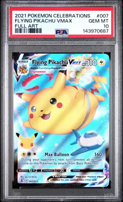2021 POKEMON CELEBRATIONS #007 FULL ART/FLYING PIKACHU VMAX PSA 10 - Image 1