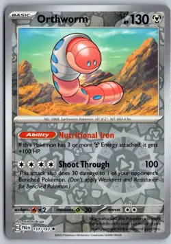 Orthworm 151/193 Rare Paldea Evolved Pokemon Reverse Holo Near Mint - Image 1