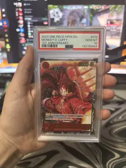 One Piece TCG OP05 Monkey D. Luffy 1st Anniversary ST01-012 PSA 10 - Image 1