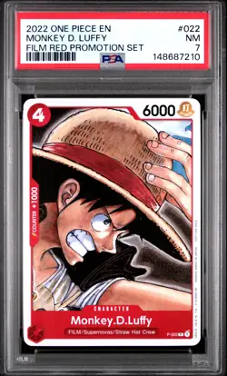 2022 ONE PIECE PROMOS RED PROMOTION CARD SET #022 MONKEY D. LUFFY PSA 7 - Image 1