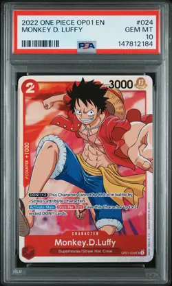 2022 ONE PIECE OP01-ROMANCE DAWN #024 MONKEY D. LUFFY PSA 10 - Image 1