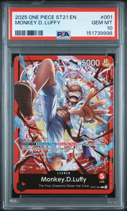 2025 ONE PIECE STARTER DECK ST21-EX GEAR 5 #001 MONKEY D. LUFFY PSA 10 - Image 1