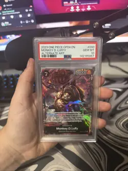 Bandai One Piece CCG Monkey D. Luffy OP04-090 KOI Alt Art Foil SR PSA 10 - Image 1