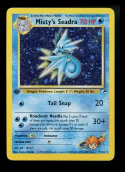 1st Edition Misty's Seadra 9/132 Gym Heroes 2000 Holo Rare WOTC Pokemon Card TCG - Image 1
